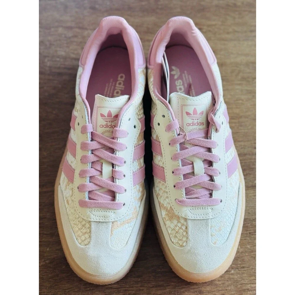 Women’s Size 9.5 adidas Sambae Snakeskin Cream White Wonder Mauve JR3803 NIB